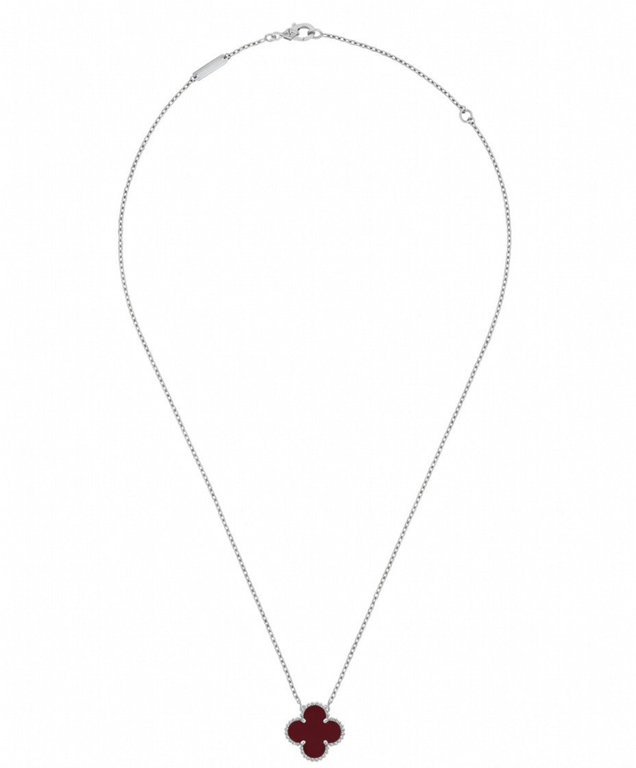 Collar Vintage Alhambra 1:1 Silver Cornalina.