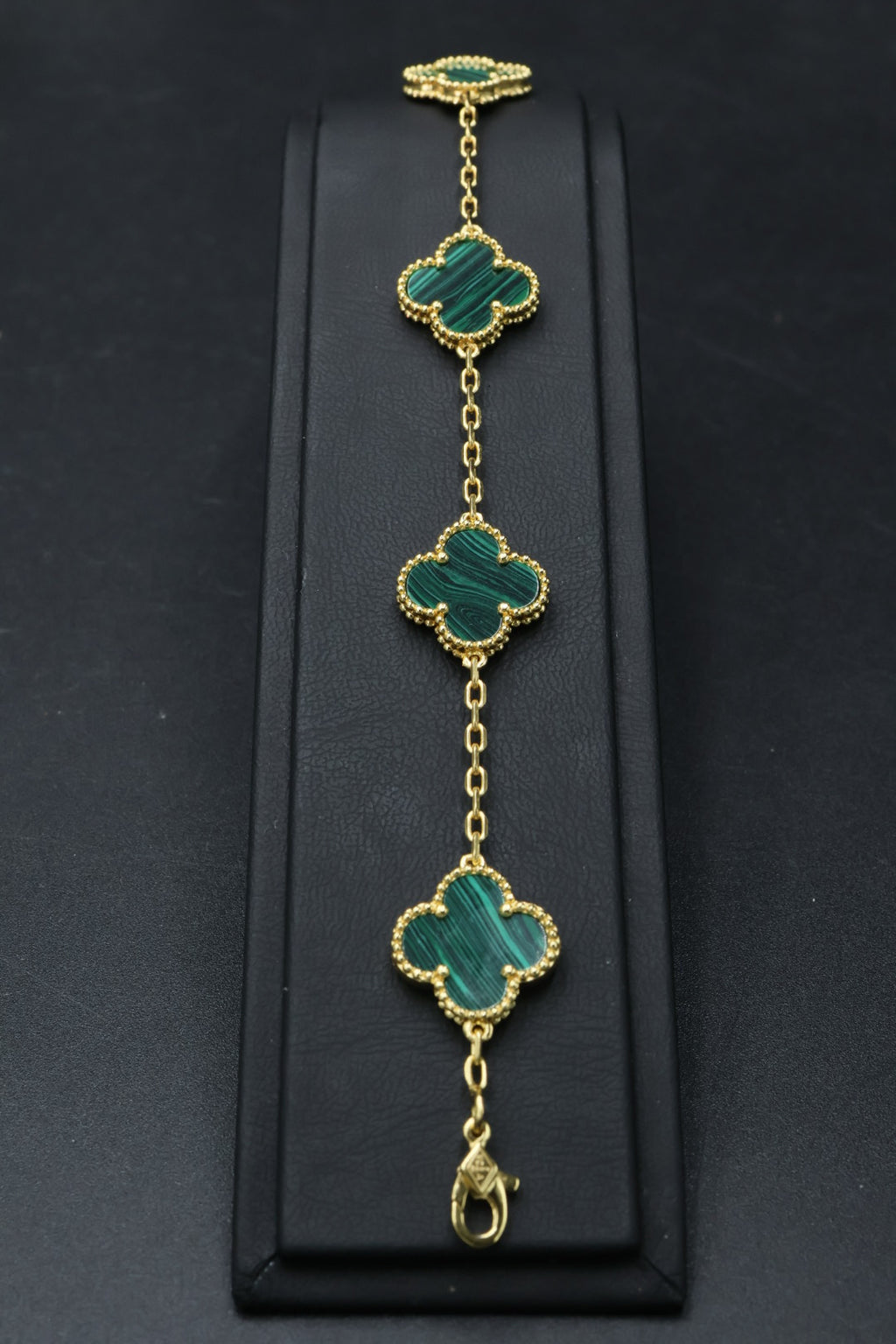 Pulsera VCA Plata .925 1:1 Vintage Alhambra, 5 Malaquita / Gold