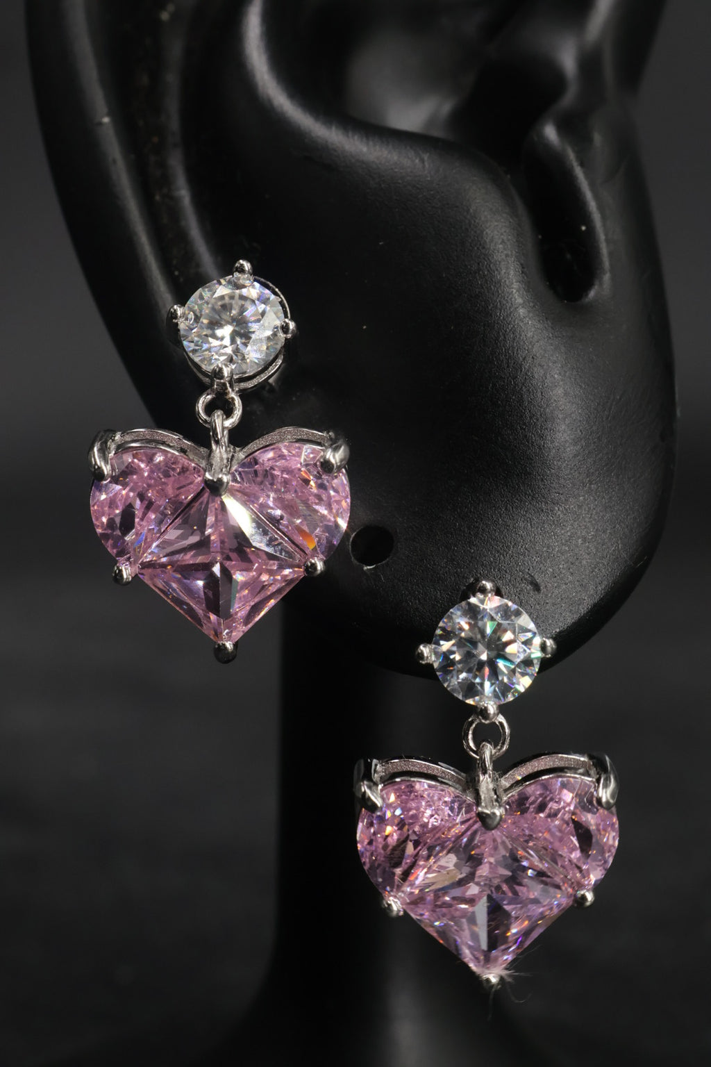 Aretes en Plata 925 Corazón CZ - Moissanita D 0.5 ct.