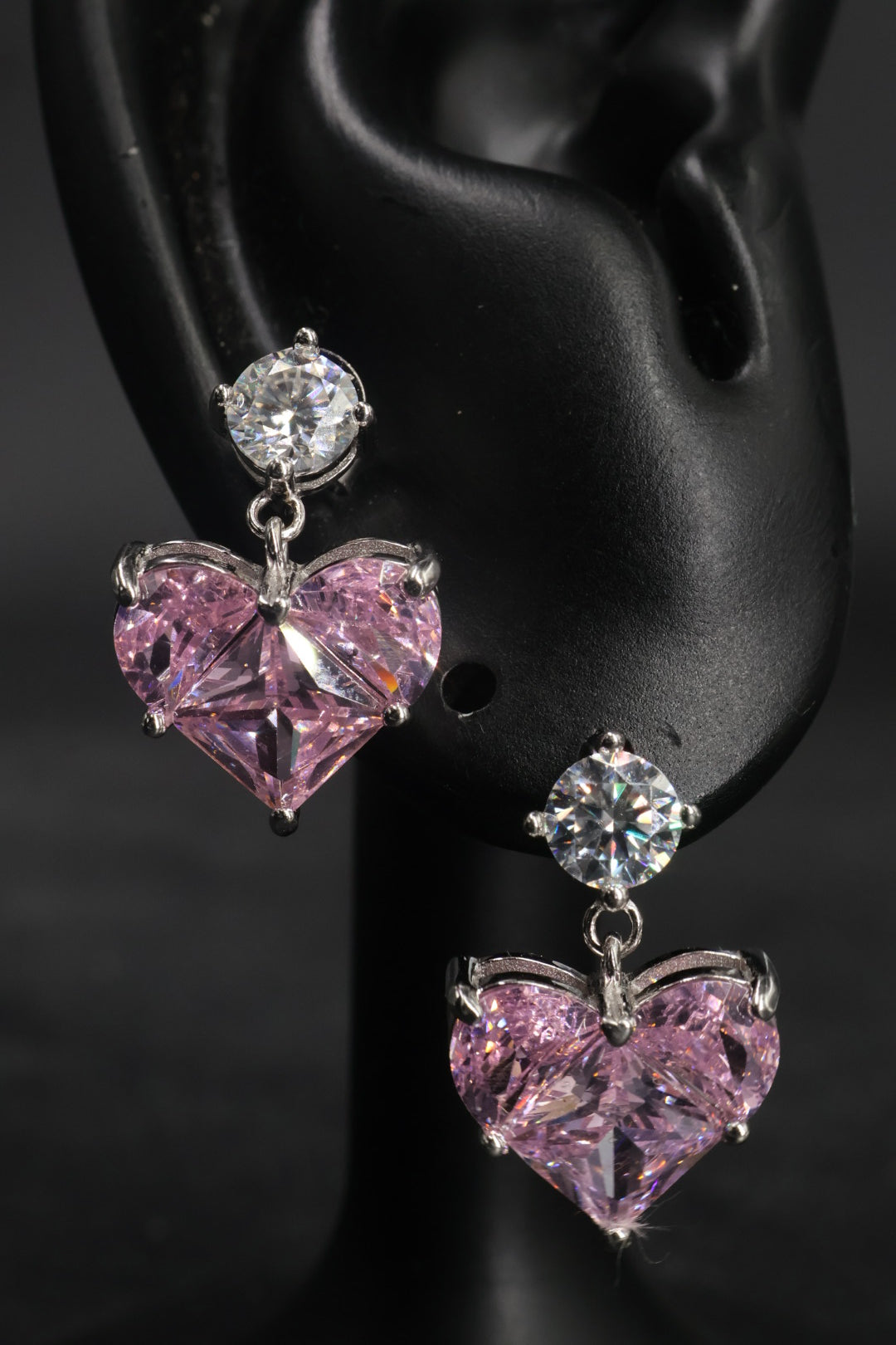 Aretes en Plata 925 Corazón CZ - Moissanita D 0.5 ct.