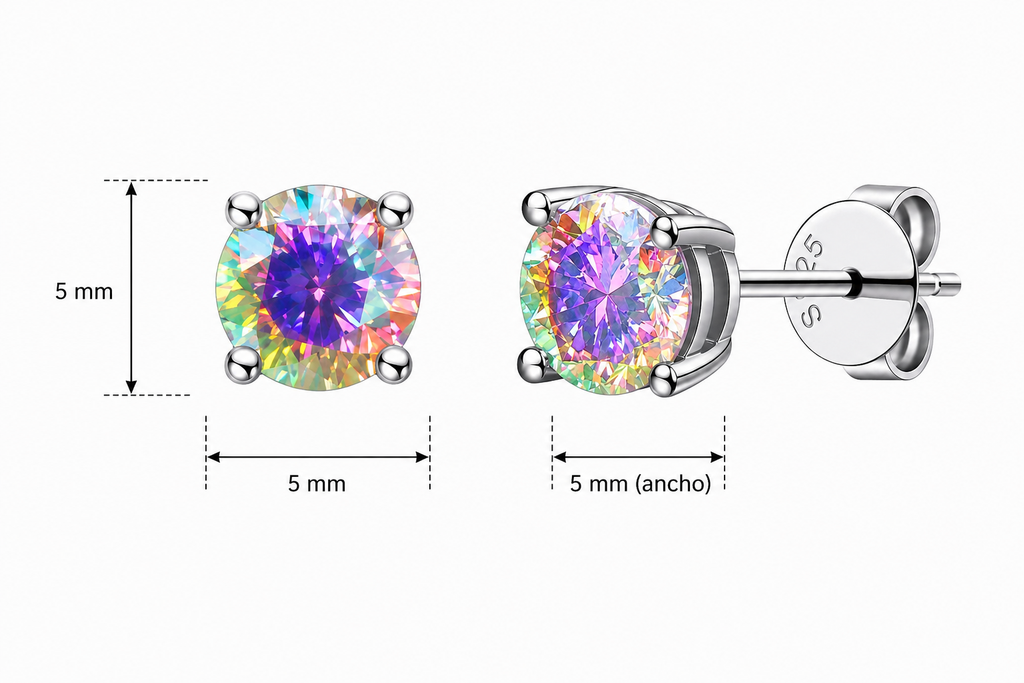 Aretes Plata .925 - Moissanita AB 0.5 ct.