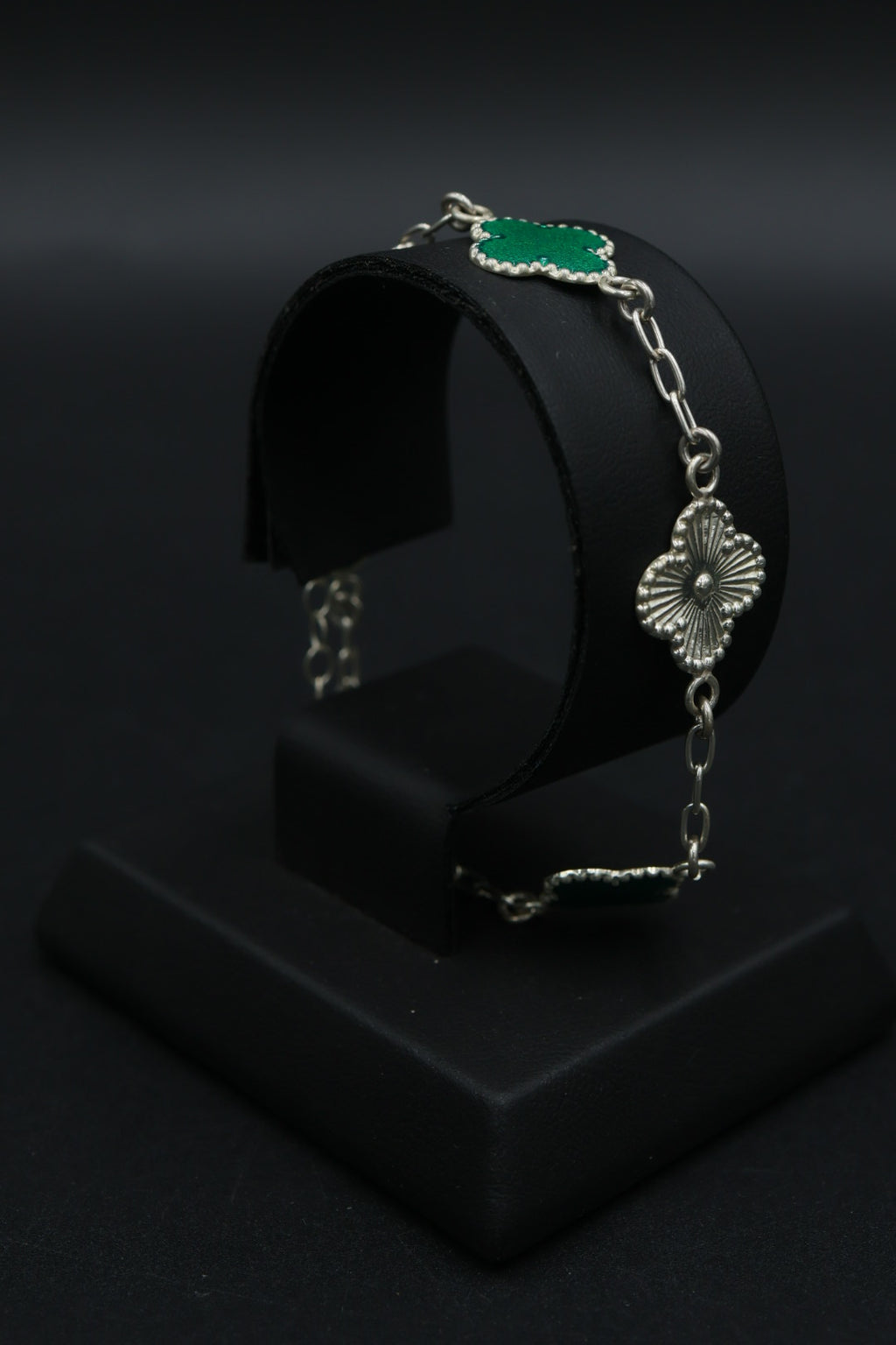 Pulsera Trébol Verde - Láser en Plata 9.25 S925