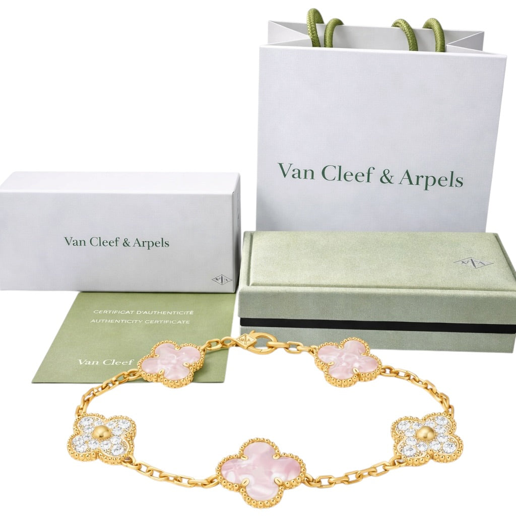 Pulsera VCA Alhambra 1:1 Gold Coral - Diamonds