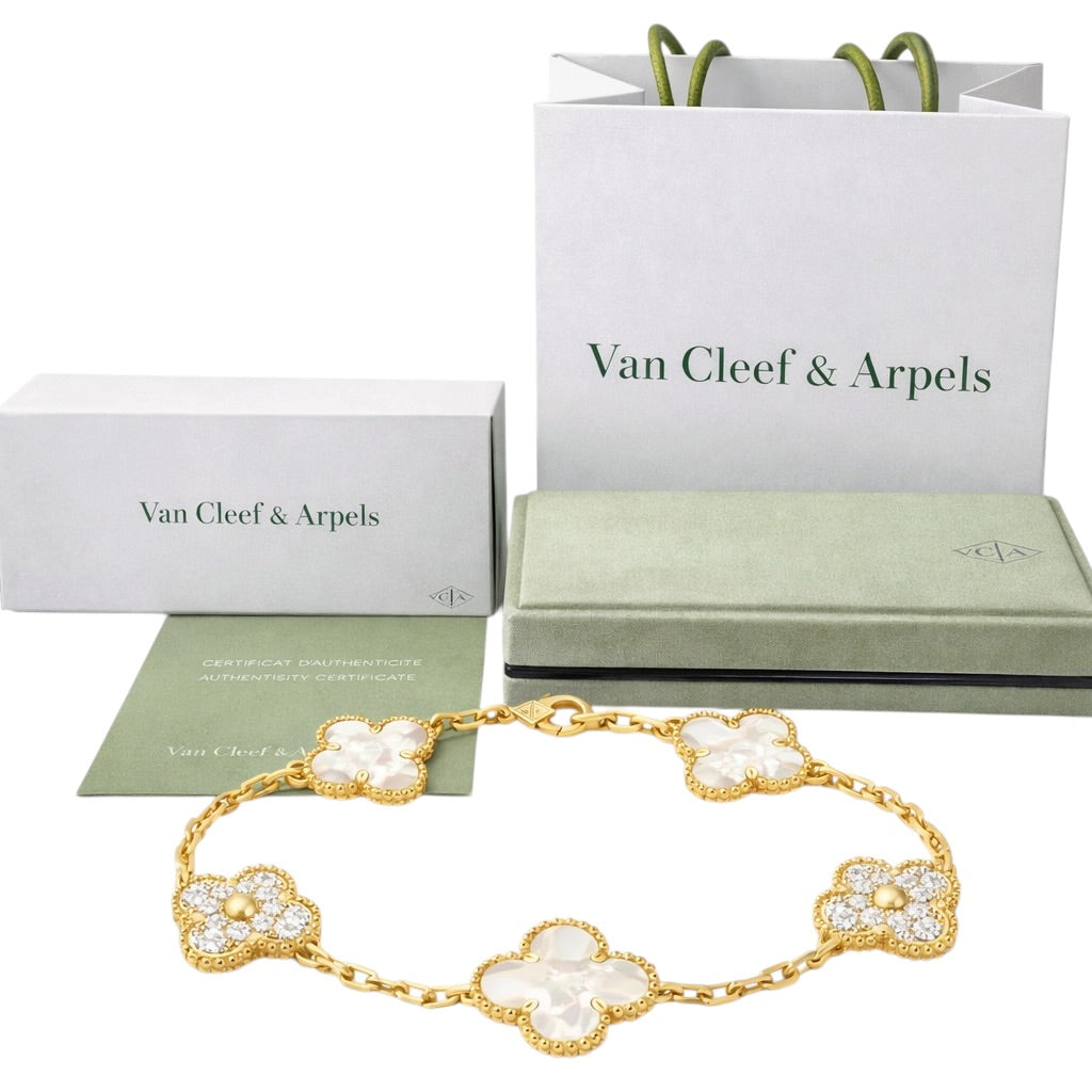 Pulsera VCA Alhambra 1:1 Gold Nácar - Diamonds