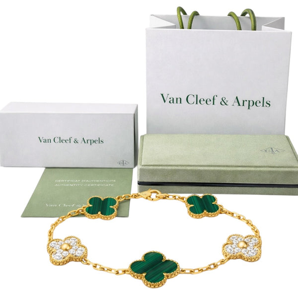 Pulsera VCA Alhambra 1:1 Gold Malaquita - Diamonds