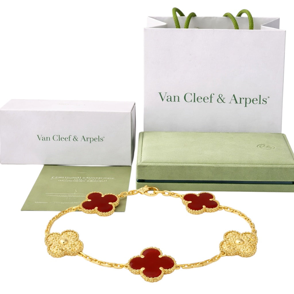 Pulsera VCA Alhambra 1:1 Gold Cornalina - Textura